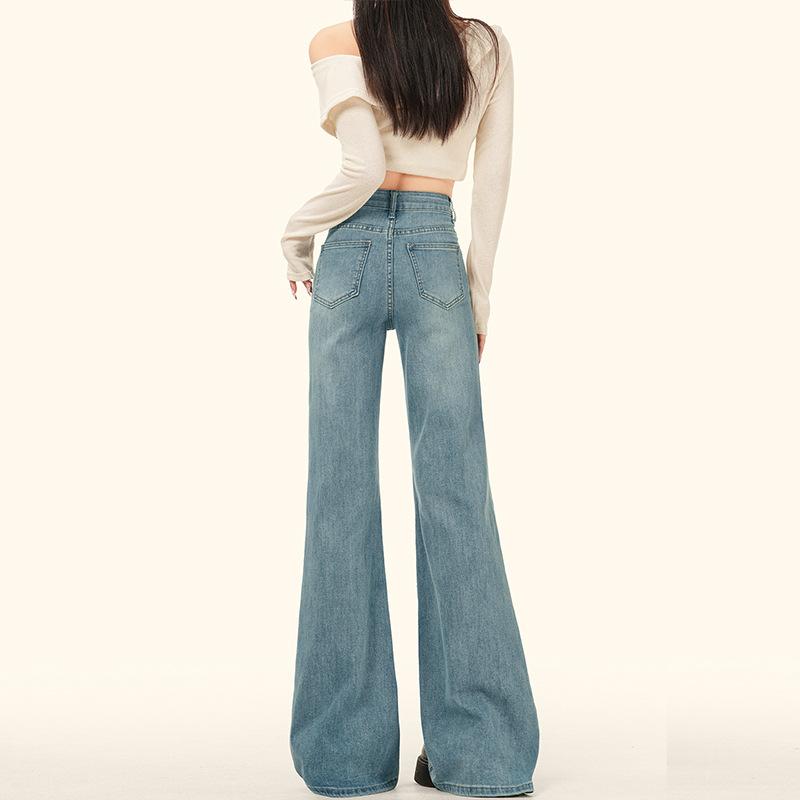 Spring new basic fashion sense gentle pure desire wind autumn and winter light color micro-horn jeans women Yichun