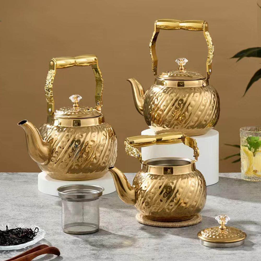 Large capacity stainless steel teapot with tea strainer, Gas Induction Cooker water kettle, Teakettle for home, 1.0L/1.5L/2.0L