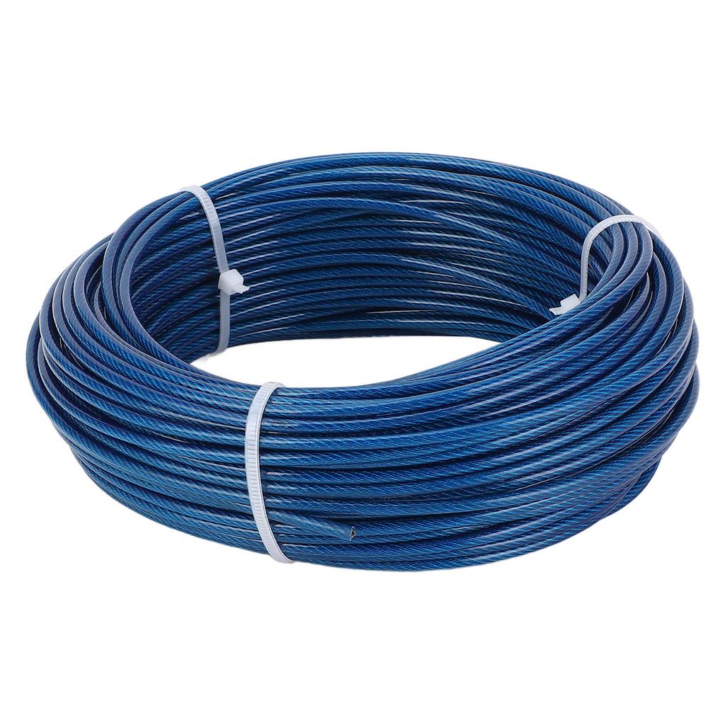 100ft Blue Plastic Coated Steel Wire Rope Turnbuckle Tensioner Kit 3mm Wire Trellis Kit for Outdoor