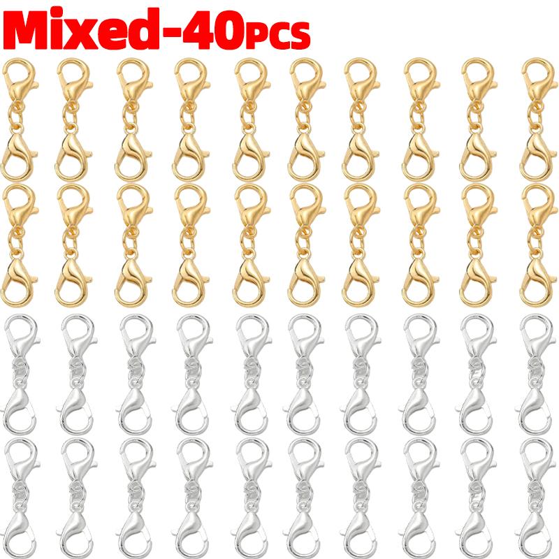 50pcs Metal Double Head Lobster Clasp Extension Claw Connector Suitable for Necklace Bracelets DIY Jewelry Making Accessories