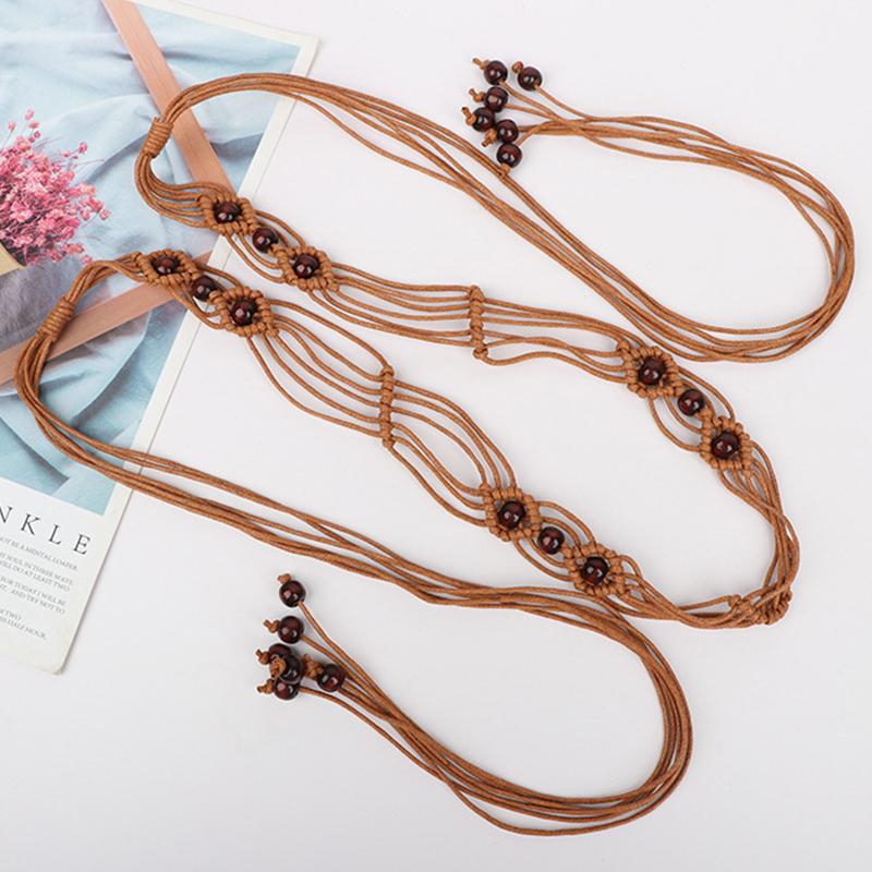 Versatile Bohemian Woven Waist Chain Simple Vintage Tassel Waistband For Women Girls  Dress Decoration Accessories Gifts