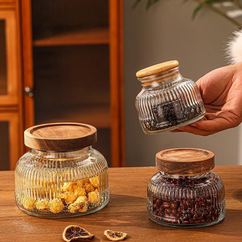 Kaffeedosen, Vintage-Sonnenblumen-Wellenglas, Vorratsdose, versiegelte Glasdosen für Snacks, Süßigkeiten, Getreide, medizinische Materialien, Gewürze