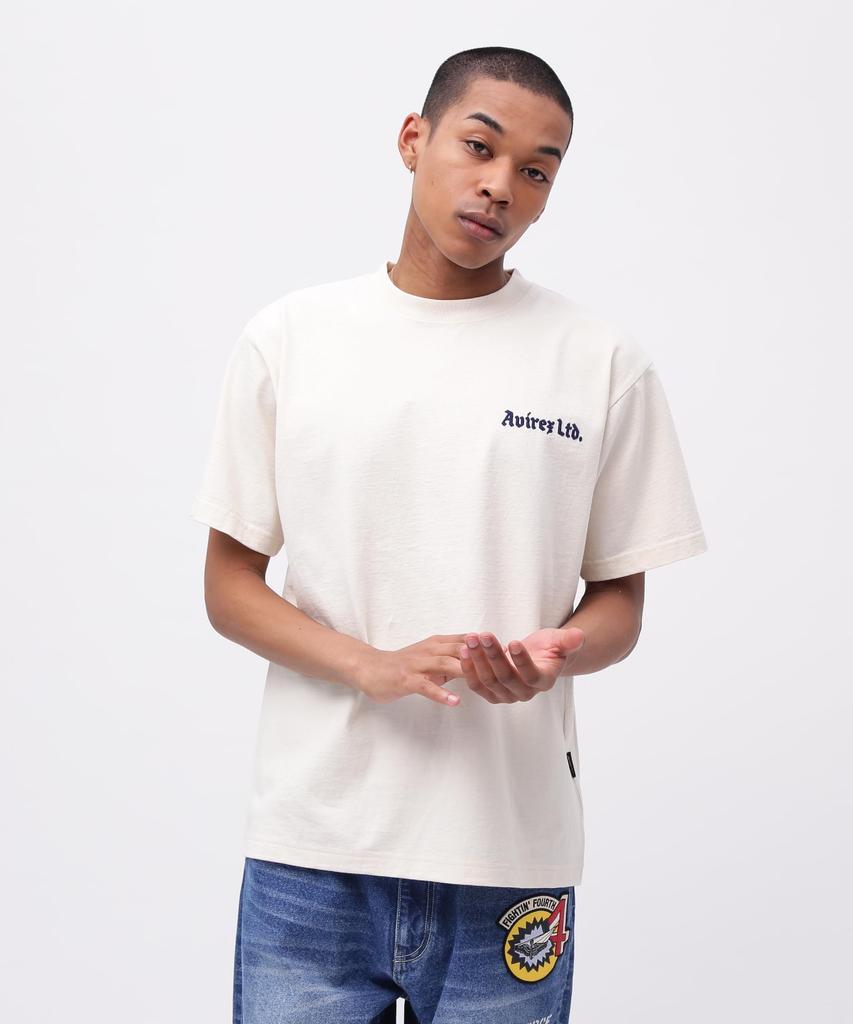 Avirex ANNAPOLIS Store Annapolis Short Sleeve Size T-SHIRT (Official Exclusive) Men's T-Shirt, XL, 414, Natural, 783-5134040