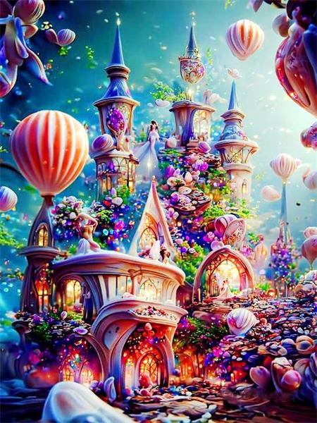 Diy Diamond Painting Castle Fantasy Scenery Embroidery Cross Stitch Night House Landscape Mosaic Home Decor