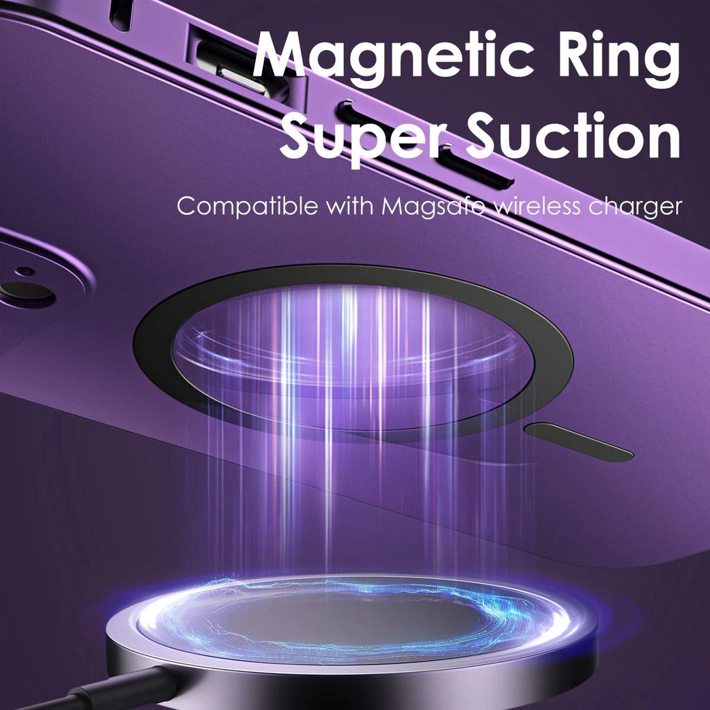 Metal Frame Phone Case For 18 17 14 15 16 13 Pro Max 16 15 Plus 17 Air Luxury Aluminum Magnetic PC Back Panel Phone Cover
