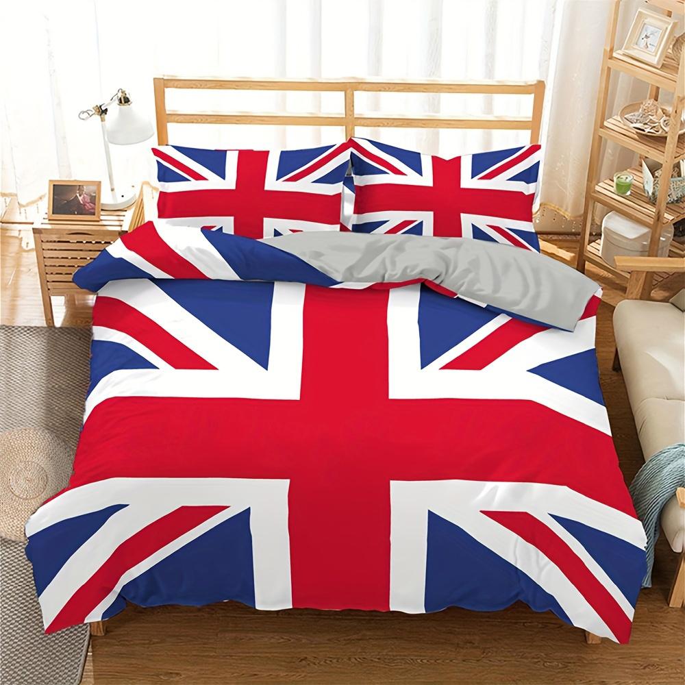 3pcs Britain National Flag Print Duvet Cover Set 1 Duvet Cover+2 Pillowcase All Season Soft Breathable Microfiber Bedding Set