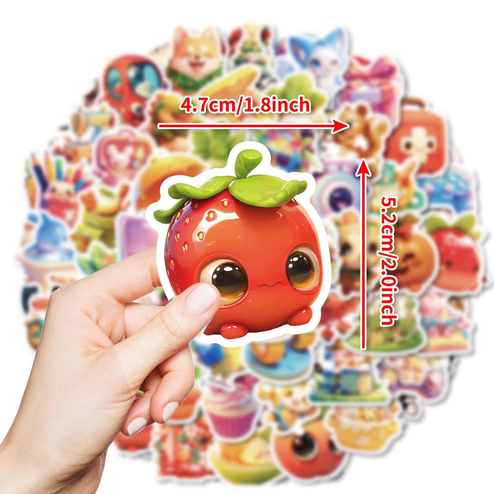 

50 3D Three-Dimensional Round Cute Cartoon Animal Stickers Rabbit Decorative Guitar Car