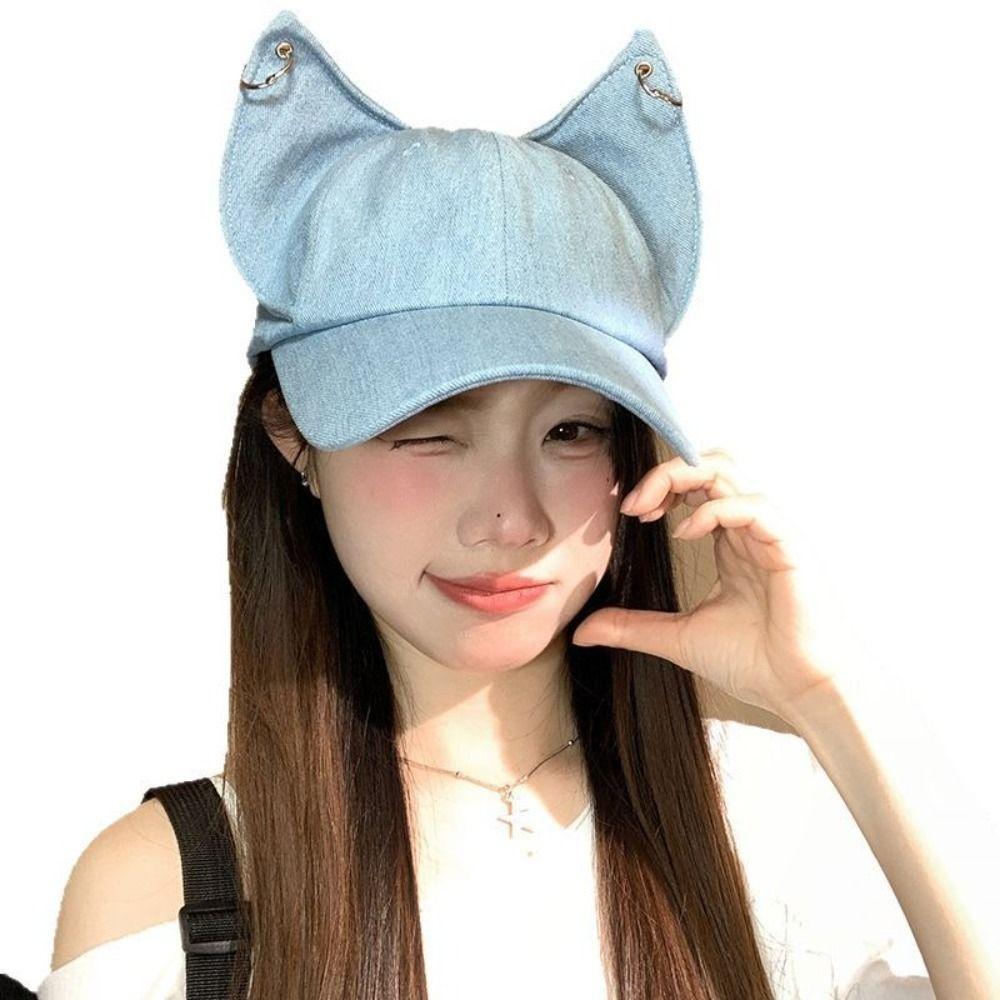 Sunscreen Cat Ears Baseball Cap Cute Sun Hat Korean Women Peaked Cap Spring Summer