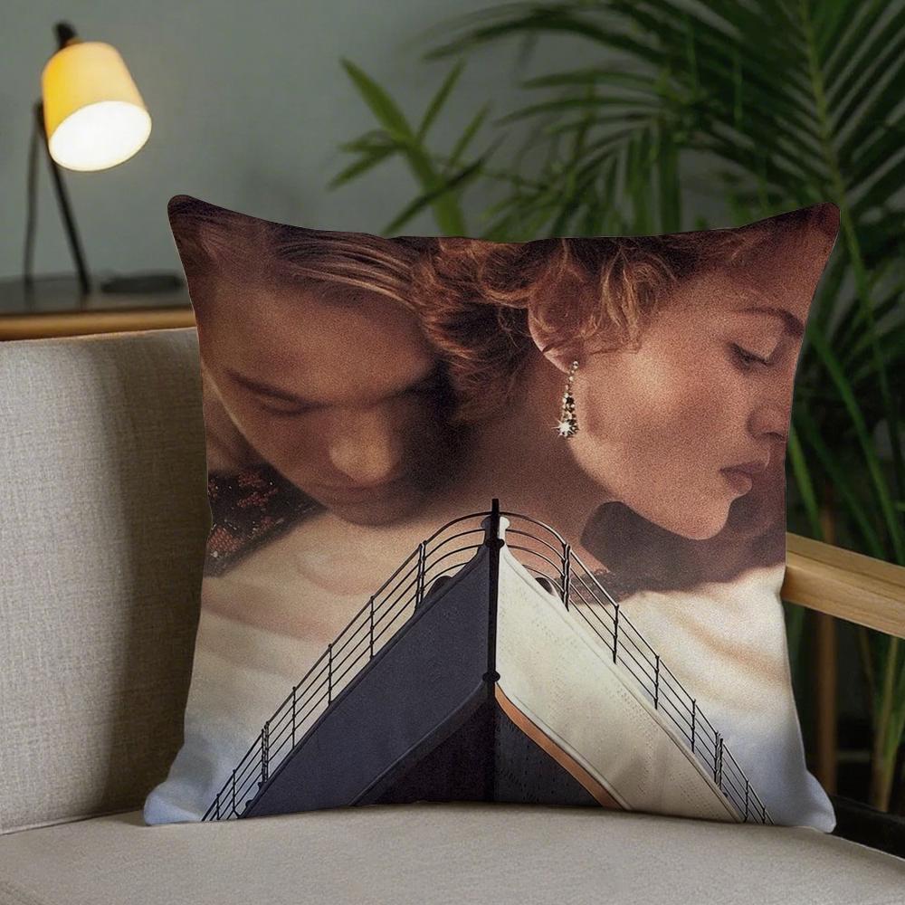 Movie T-TITANIC Classics Love Hot Pillow Case Square Pillowcase Double-Sided Printing Short Plush Sofa Cushion Bedroom Bedside