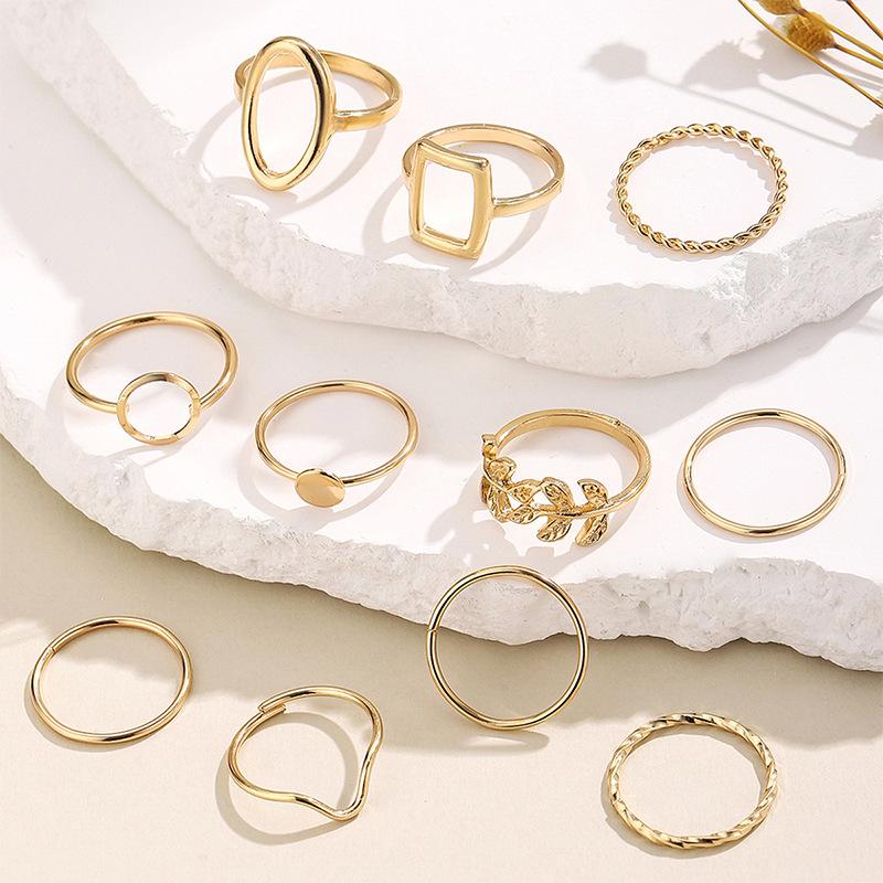 

New open alloy ring set, plain ring ring, women s design sense niche square ring