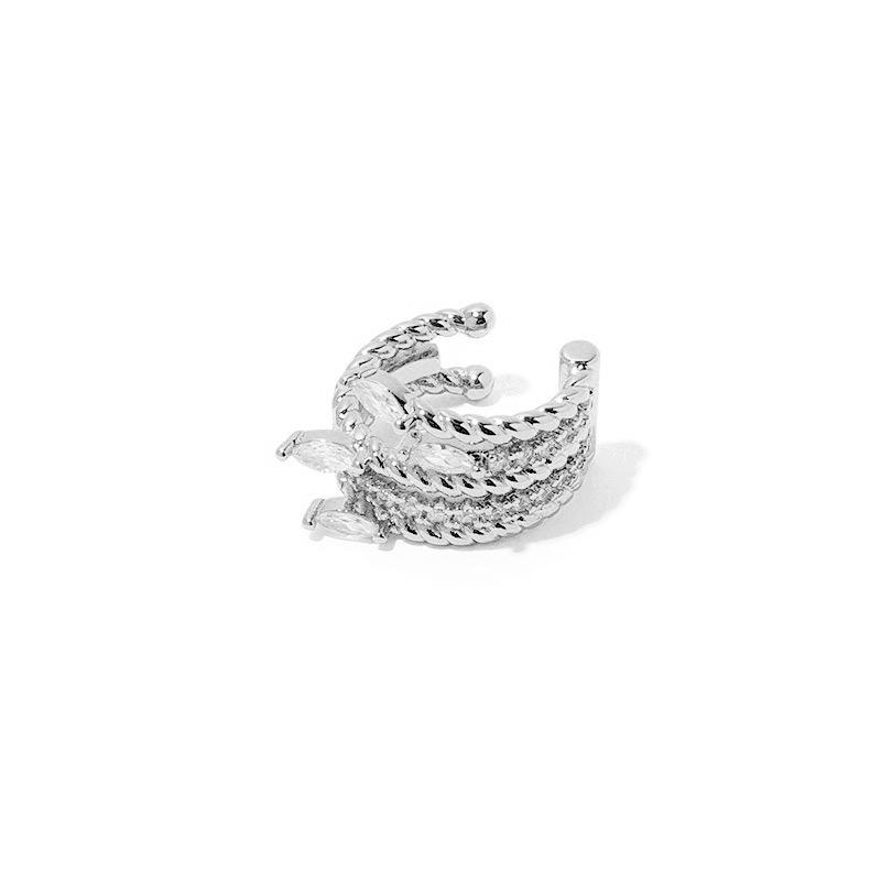 Clipsuri de urechi elegante cu zirconiu în formă de val: Stil european și american, nu este nevoie de piercing