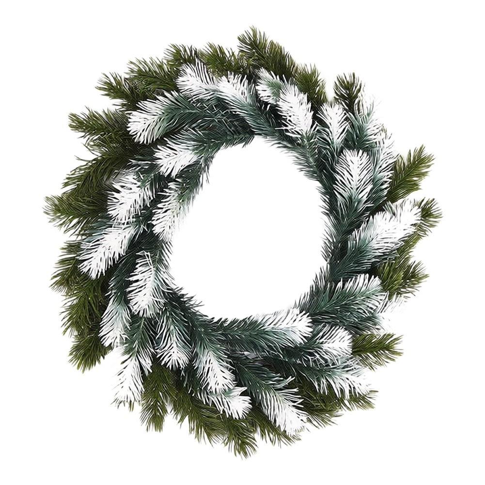 Green Round Artificial Wreath for Door Window Wall Fireplace Display