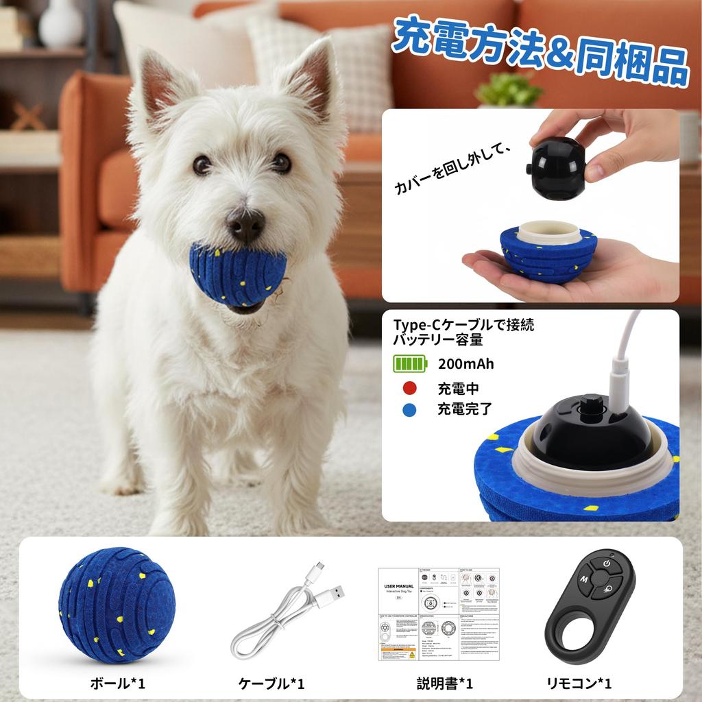 COSOWO [New Release] Next-Generation Remote Control Automatic Electric Dog Ball with Rotating and Bouncing Functions, 4 Modes, Lightweight 140g Body,