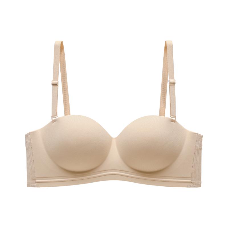 Women's Seamless Push-Up Bra Thin Style Wire-Free Side Boob Control Lifting and Anti-Drooping Enhancing Bust Appearance