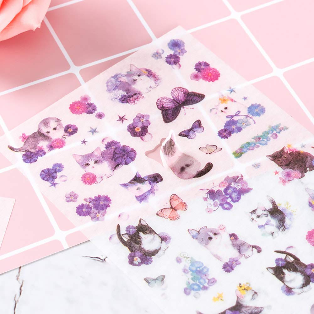 moin moin 12 Sheets of and Flower Stickers Decorative Calendar 2008sl52 Animal, Cat, (Washi Paper) / Reward, Schedule, Planner, Album, Letter, (Cat