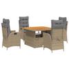 VidaXL 5-Piece Garden Dining Set with Cushions, Patio Table, Patio Furniture, Outdoor Furniture, Beige 3277485