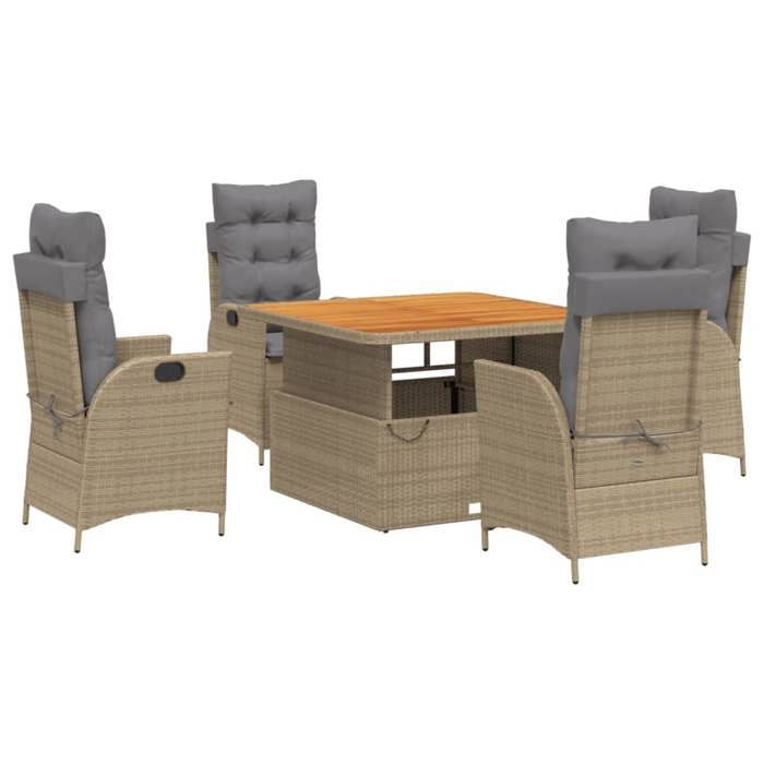 VidaXL Ensemble à Manger de Jardin avec Coussins 5pcs, Table de Terrasse, Meubles de Patio, Mobilier d'Extérieur, Beige 3277485