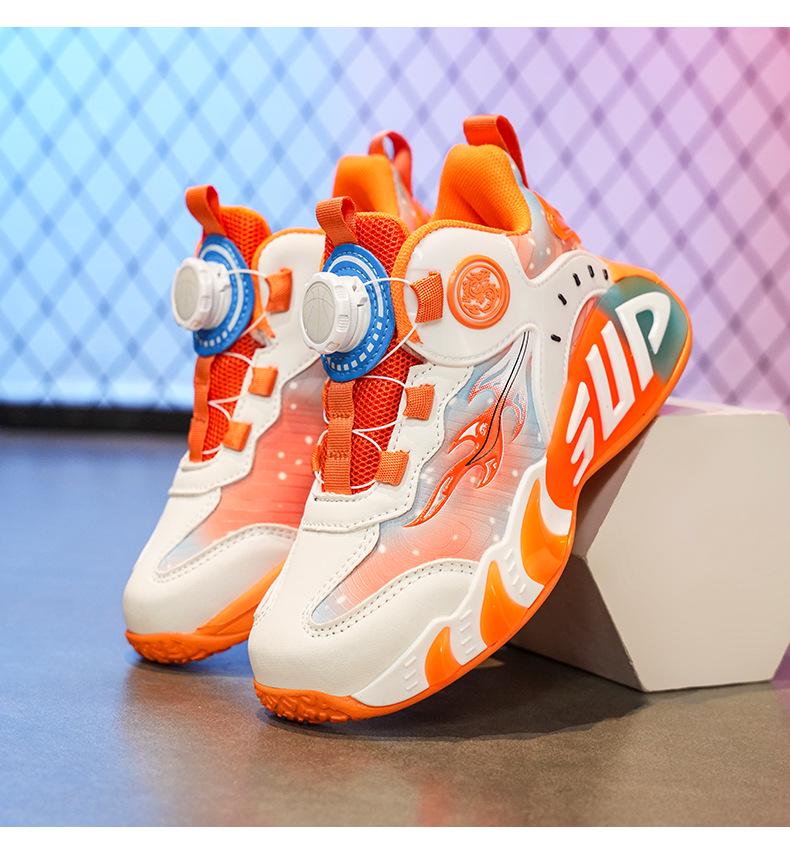 Boys' Shock-Absorbing Leather Basketball Shoes | Non-Slip, Lightweight Sports Sneakers for Big Kids, Fall/Winter 2025