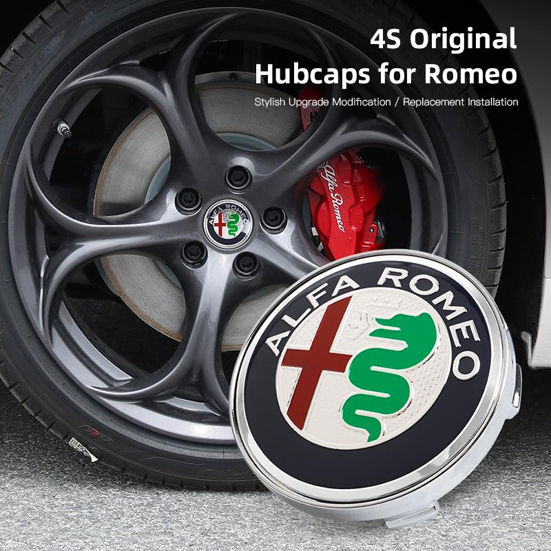 Autostickers Voor Alfa Romeo 4 stuks 60 mm Wielnaafdop Naafkap Badge Embleem Sticker Voor Alfa Romeo 4C 159 166 Spider Giulia 15