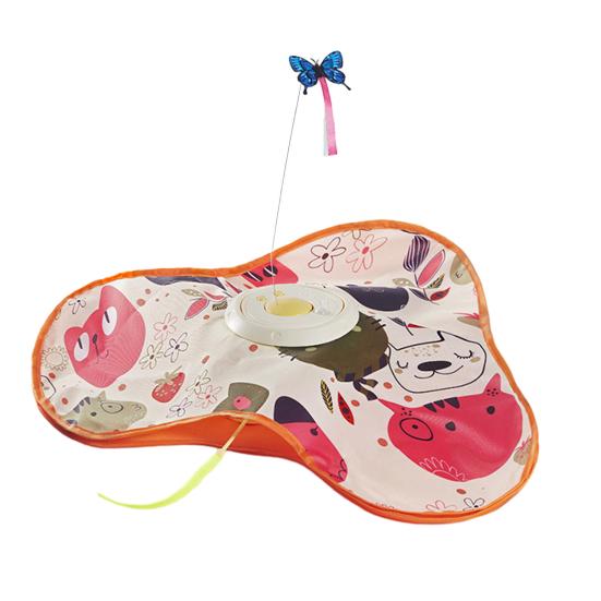 Hide And Seek Cat Toy Interactive Automatic Play Toy with Butterfly Wand And Moving Concealed Feather Kitten Exercise Hunting Game