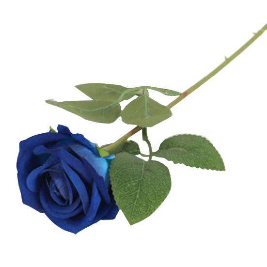 

Artificial Velvet Rose Realistic Long Flower with Stem Fake Green Leaves Home Office Wedding Party