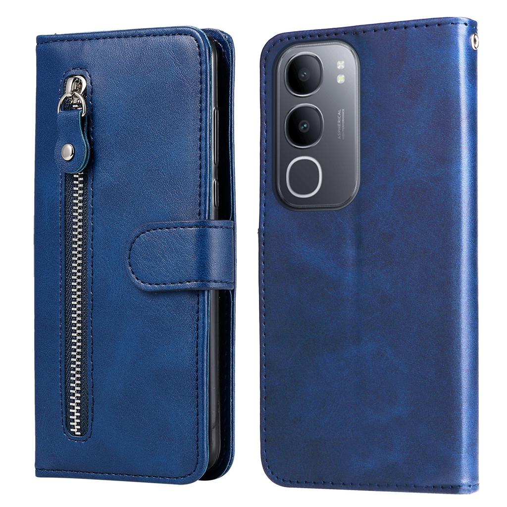 For vivo Y50 PU Leather Cases with Zipper Pocket Wallet Phone Cover Stand