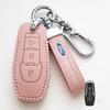 Leather For Ford Fusion Explorer Edge Mustang Mondeo Kuka Car Smart Remote Key Case Cover Fob Protector Shell Holder Accessories QM9