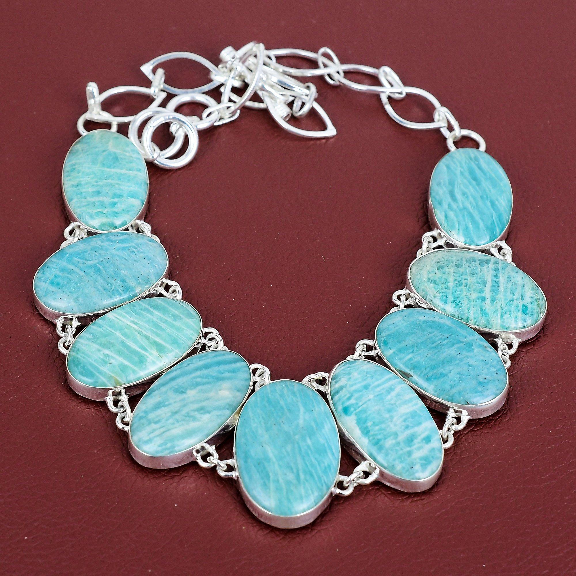 Amazonite gemstone necklace 925 sterling silver necklace adjustable chain necklace natural amazonite jewelry gifts for her handmade necklace Adjustable