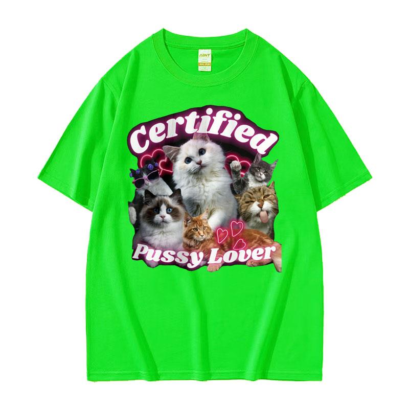 Funny Certified Cute Cat Lover Meme Tee Shirt Men Women Fashion Aesthetic Short Sleeve T Shirt Summer Casual Cotton Tshirt Tops