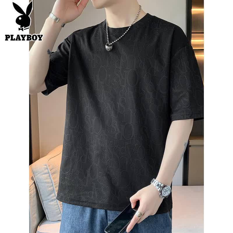 PLAYBOY Men's Jacquard Short Sleeve T-Shirt