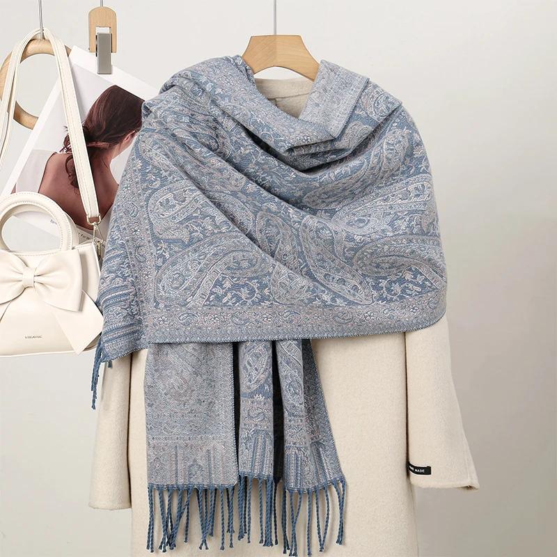 New Shawl Warm Winter Scarf Hijab Women Print Paisley Cashmere Pashmina Thick Wrap Head Neck Foulard Luxury  Blanket Echarpe