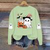 Dame Moteable Casual Langermet Halloween Trykket Rundhals Topp