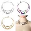 Geometric Metal Choker Necklace With Electroplated Surface Fashion Accessories