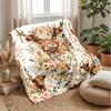 Floral Highland Cows Theme Blanket Lightweight Warm Flannel Blanket Decorative Throw Blanket for Home Decoration
