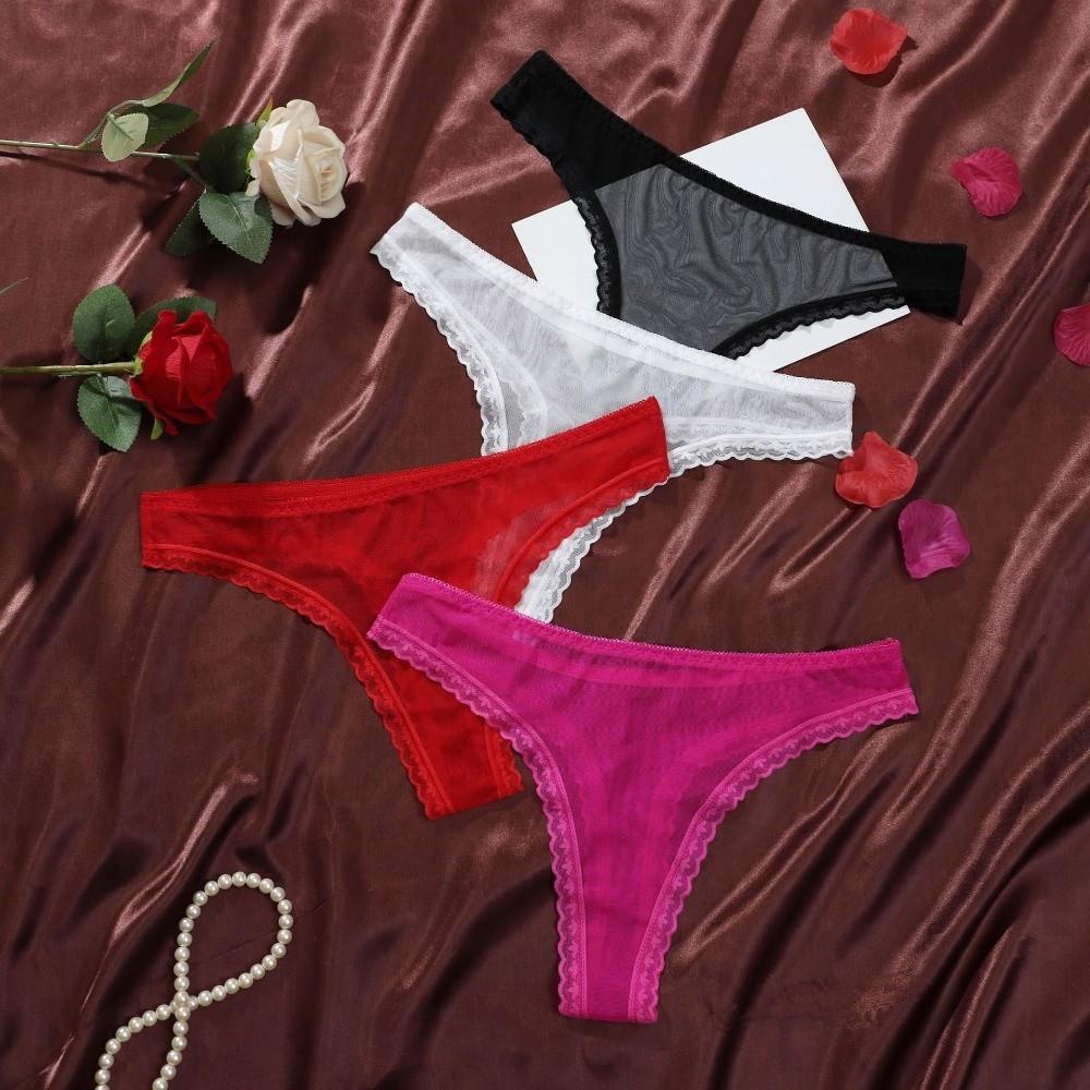 Transparent Mesh Sheer Lace Thong One-piece Romantic T Panties Mesh Briefs Women  Ladies Girls Gift