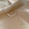 Silver zircon necklace light luxury niche pendant accessories hip hop fashion sweater chain