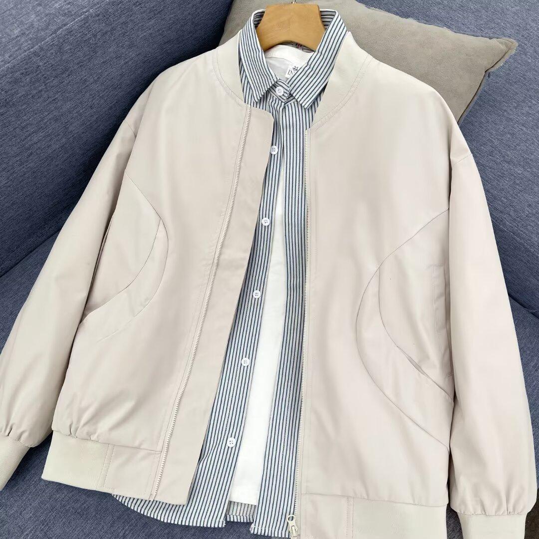 

American Simple Bomber Jacket Men s Spring and Autumn Retro Street Versatile Jacket Trendy Brand Casual Loose Baseball Jersey M хаки