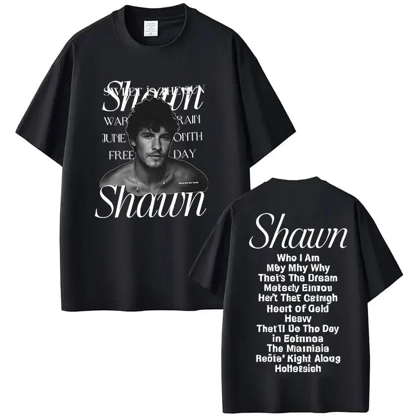 Rapper Singer Shawn Unisexdes On The Road Again Tour Album Merch T Shirt Unisex Fashion Oversized Short Sleeve Tshirt Streetwear Blac