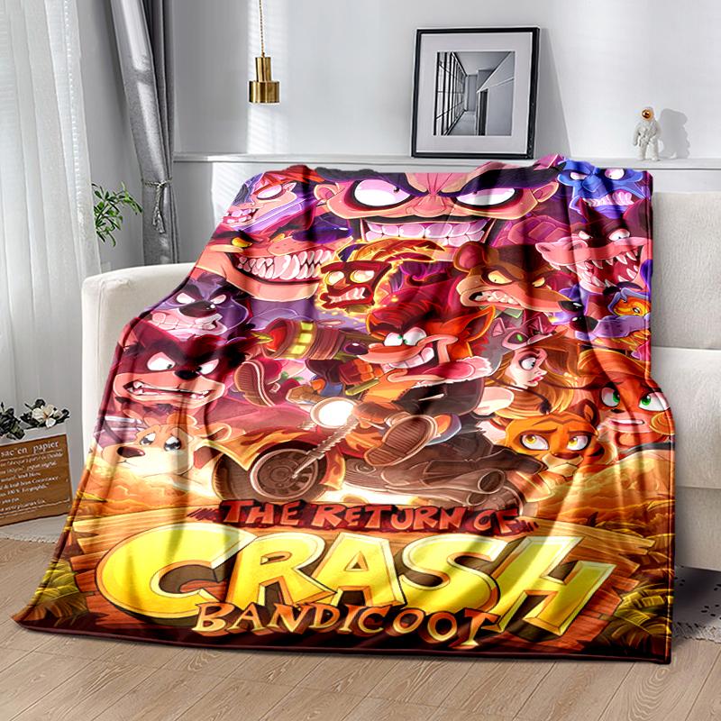 1pc Blanket Crash Bandicoot Print Design, Lightweight Blanket for Sofa, Bed- Soft &Warm, Gift for All Seasons like Christmas, Halloween