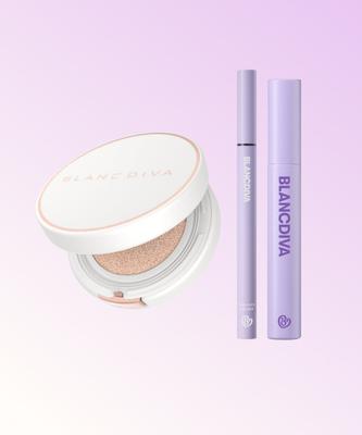 [Blancdiva] Glim Coverage Cushion, Curl Booster Mascara & Sleek Eyeliner Set