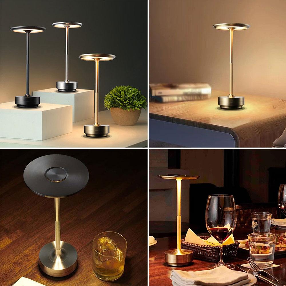 LED Wiederaufladbare Metall Tischleuchte 3-Farben Schlafzimmer Nachttisch Kreative Touch Umgebungslichtleiste Restaurant Dekor Nachtlichter