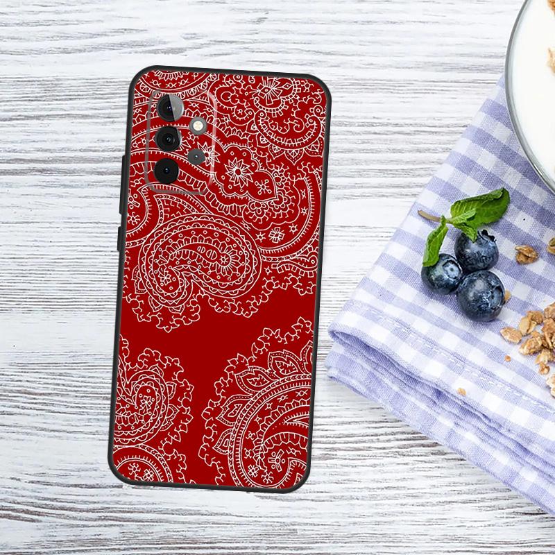 Red Bandana Paisley Case For Samsung Galaxy A54 A34 A14 A13 A33 A53 A12 A32 A52 A71 A51 A15 A25 A55 A35 Cover