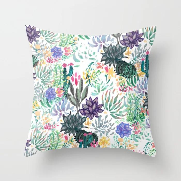 Nordic Style Tropical Plant Cactus Pattern Cushion Cover Sofa Car Office Pillowcase Home Decor
