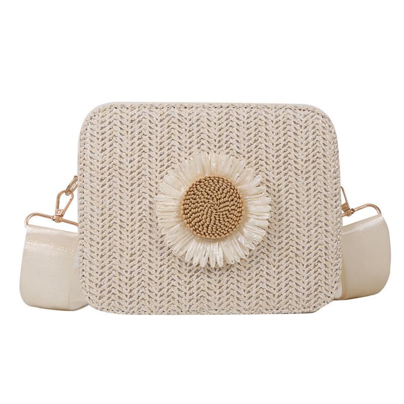 Stylish Fresh Summer Bag Woven Flower Crossbody For Women Chic Square Design