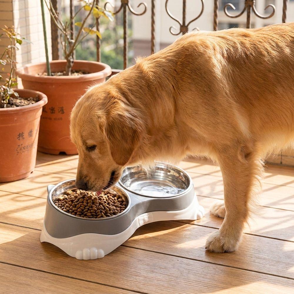 Anti-spill Stainless Steel Pet Bowl Raised Neck Protection Pet Feeding Bowl  For Dogs and Cats