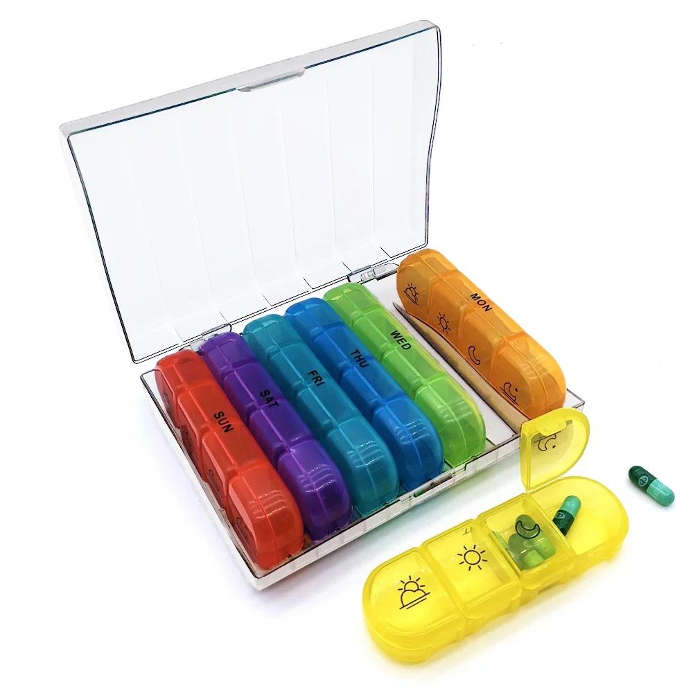 Pill Cases Box Organizer 7 Days 28 Grids 4 Times Portable Travel with Large Compartments for Vitamins Medicine Tablet Fish Oils