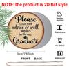 2D Flat, 2D Flat Vintage Graduation Sign - 7.87 Inch Round Aluminum Plaque with Graduation Cap Design, "Please Leave Your Advice & Wishes" Message