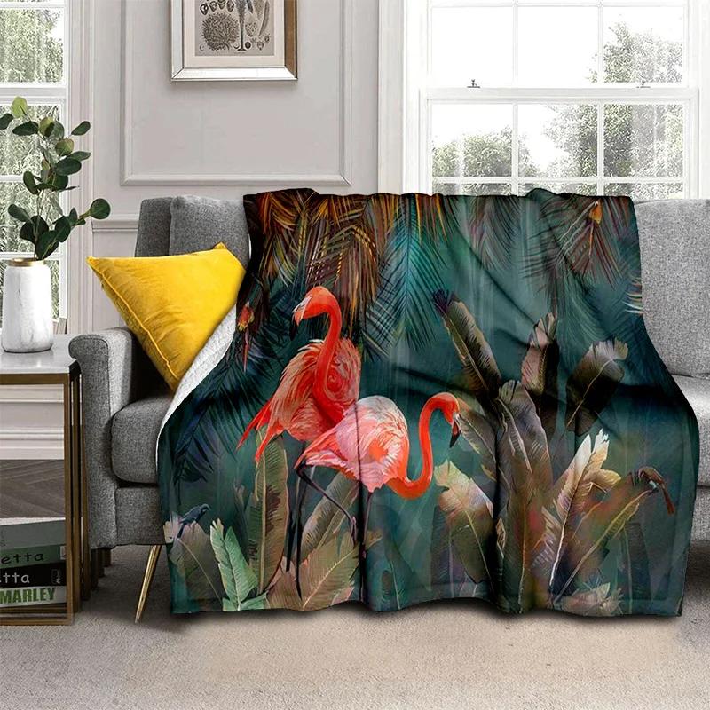 HD Pink Flamingo Bird Rainforest Cartoon Blanket,Soft Throw Blanket for Home Bedroom Bed Sofa Picnic Travel Cover Blanket Kids