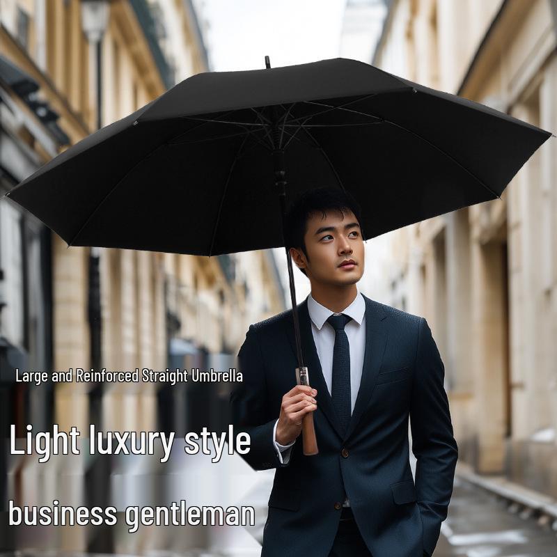 Extra Large Solid Wood Golf Umbrella with Automatic Long Handle—Customizable Logo