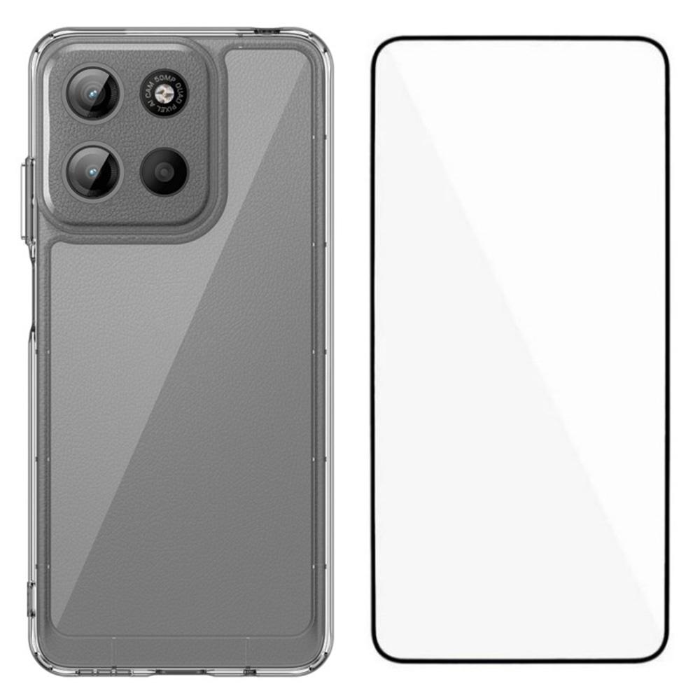 

WANLONFENG Серія MF для Motorola Moto G15 4G Чохол TPU Акриловий Прозорий Чохол для Телефону із Захисною Плівкою із Загартованого Скла Type A